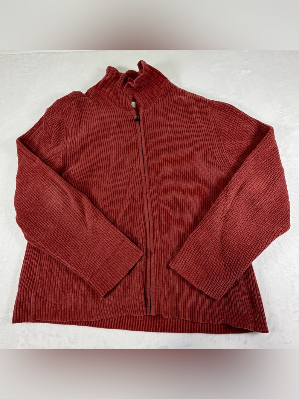 Vintage Tommy Bahama Zip-Front Ribbed Jacket - Rusty Red